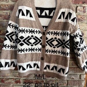 ✨ Cozy Aztec Boho Knit Cardigan | Neutral Western Style ✨